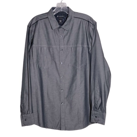 INC International Concepts Dark Grey Button Down Long Sleeve Men's Shirt Size L - Picture 1 of 16